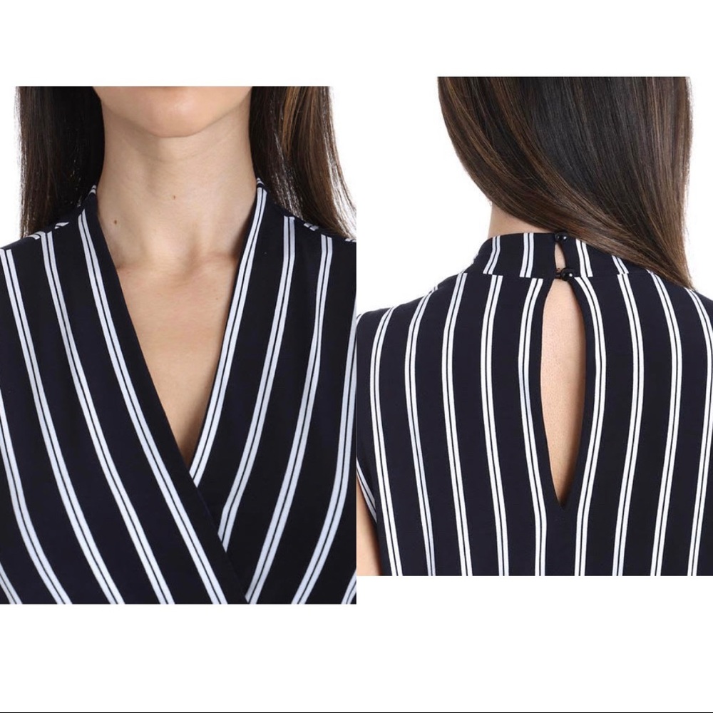 Sandra Darren NWT Navy White Jumpsuit Size XL - Picture 4 of 8